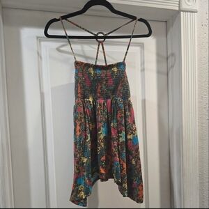 Weavers Multicolor Y2K Smocked Halter Top/Dress Boho Size Large